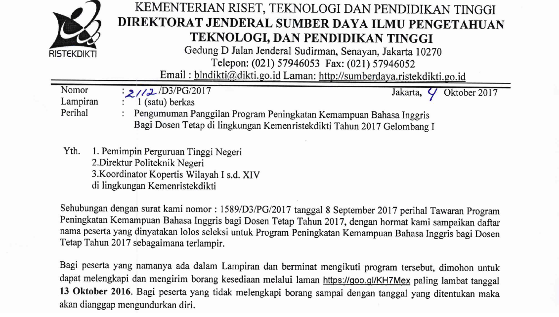 Dosen FSains UNCP Ikuti Program Peningkatan Kemampuan Bahasa Inggris di Yogyakarta
